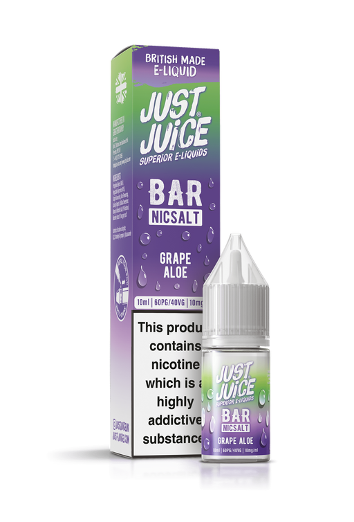 Just Juice Bar Range Nicotine Salts | 10ml Disposable Flavours | GRAPE ALOE | 5mg / 10mg / 20mg Nic Salt - IFANCYONE WHOLESALE