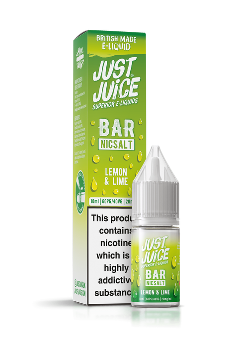 Just Juice Bar Range Nicotine Salts | 10ml Disposable Flavours | LEMON & LIME | 5mg / 10mg / 20mg Nic Salt - IFANCYONE WHOLESALE