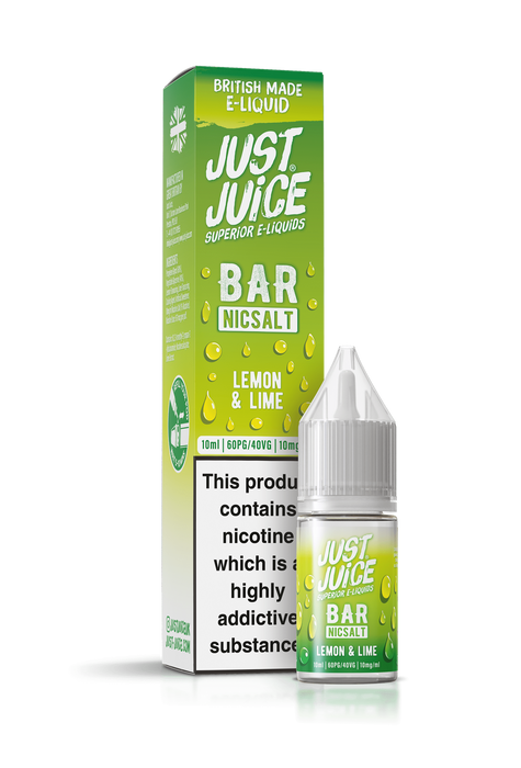 Just Juice Bar Range Nicotine Salts | 10ml Disposable Flavours | LEMON & LIME | 5mg / 10mg / 20mg Nic Salt - IFANCYONE WHOLESALE