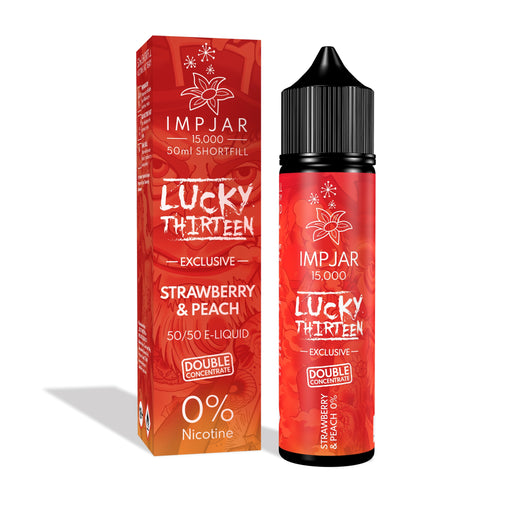 Imp Jar | Impjar x Lucky Thirteen 15000 | 50ml Shortfill Range | Double Concentrate | 0mg Nicotine | Strawberry & Peach - IFANCYONE WHOLESALE