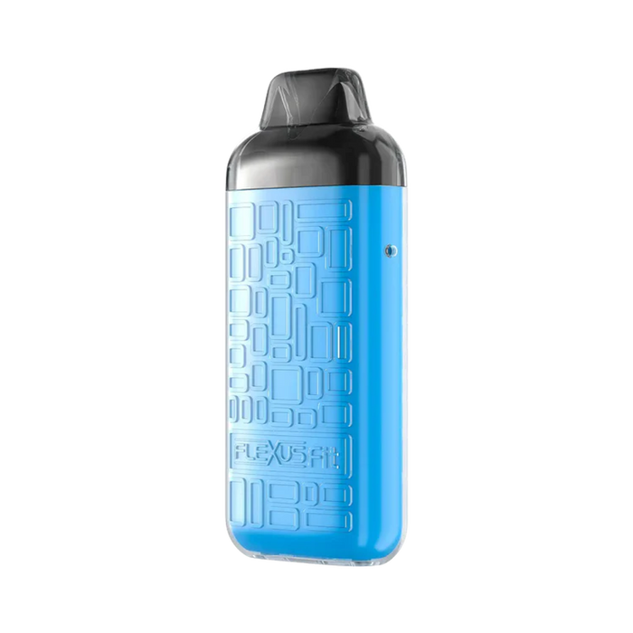Aspire Flexus Fit Pod Kit in prime blue featuring 3d detailing and aspire flexus fit branding 