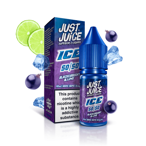 Just Juice ICE 50:50 | Blackcurrant & Lime | 10ml Single | Various Nicotine Strengths - IFANCYONE WHOLESALE