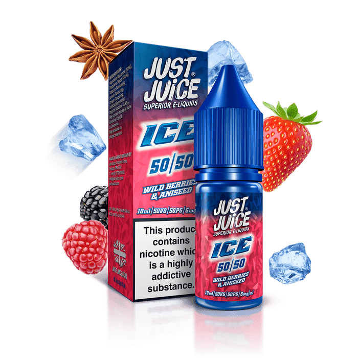 Just Juice ICE 50:50 | Wild Berries & Aniseed | 10ml Single | Various Nicotine Strengths - IFANCYONE WHOLESALE