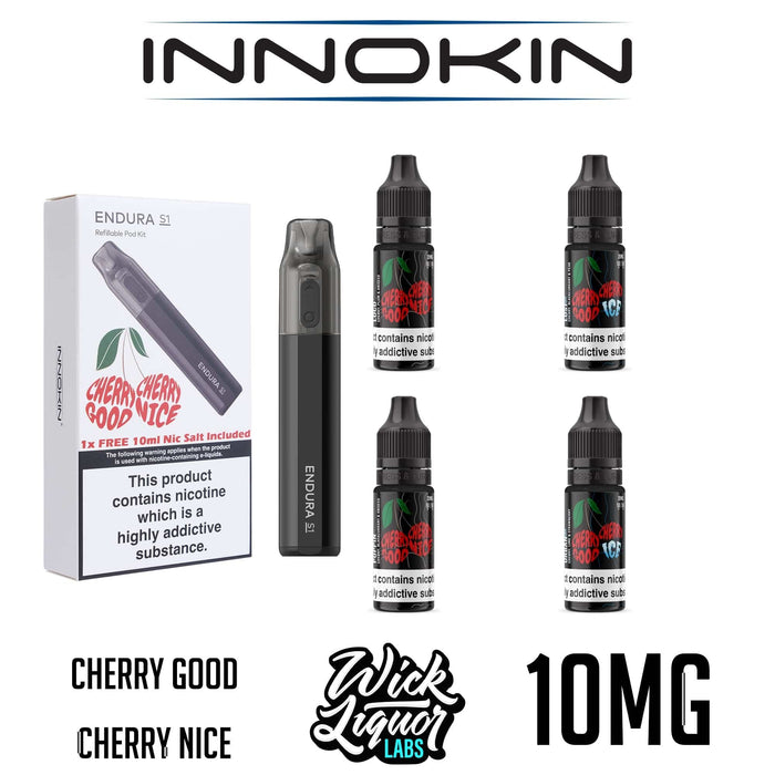 Innokin x Wick Liquor Labs | Endura S1 Rechargeable 2ml Disposable + 10ml Cherry Good Cherry Nice Nicotine Salts | 10mg Nic Salt - IFANCYONE WHOLESALE