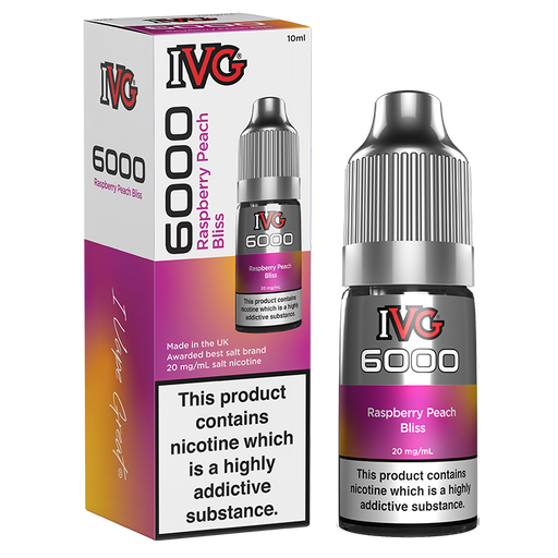 I VG | 6000 Series Nicotine Salt Bar Flavour E-Liquids | Raspberry Peach Bliss |10mg / 20mg Nic Salts - IFANCYONE WHOLESALE